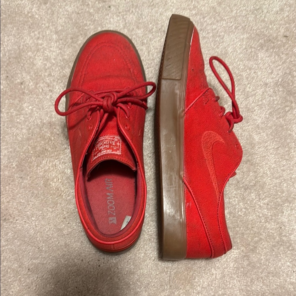Nike Red Canvas Shoes with Brown Soles